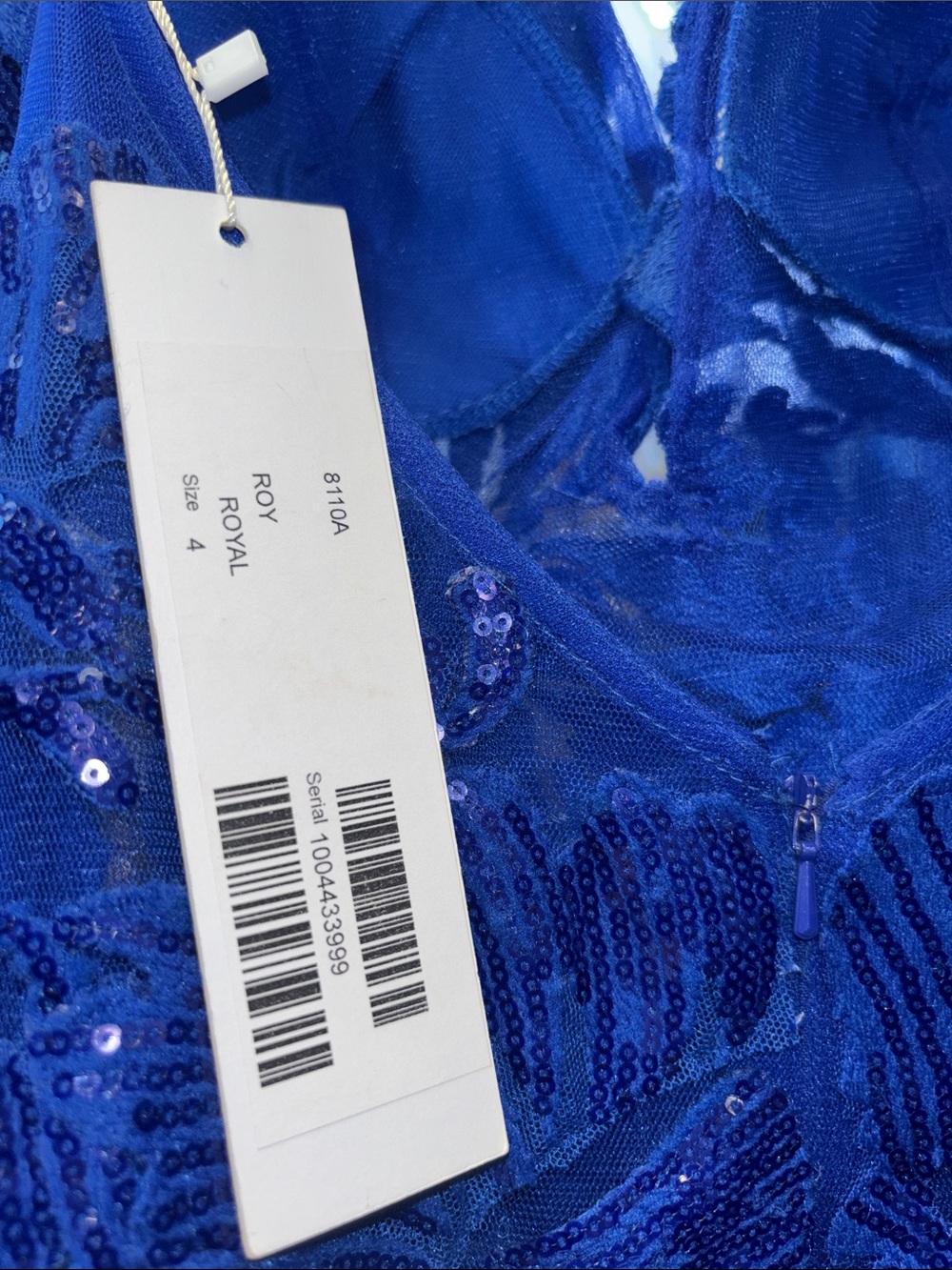 Jovani 8110 Royal Blue Sequin Lace Prom Gown - Picture 5 of 5